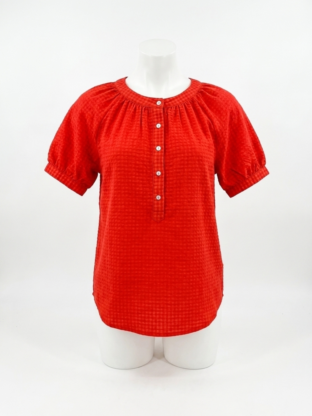 NEW TRIBAL short sleeve button front blouse in sangria